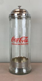 1992 Coca-Cola Glass Straw Dispenser