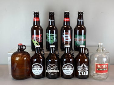 Group of Growlers and Oversized Beer Bottles