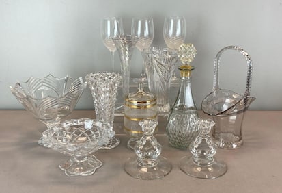 Group of Pressed Crystal Glass Items