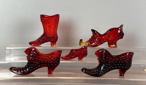 Group of 5 Art Glass Shoes