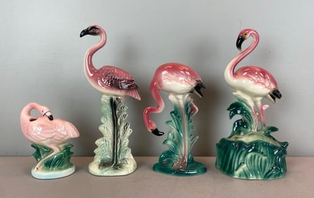 Group of 4 Flamingo Pottery Items