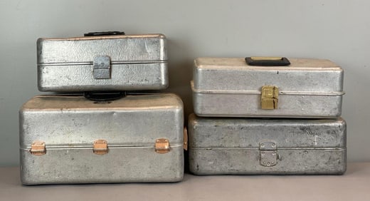 Group of Vintage Fishing Tackle Boxes