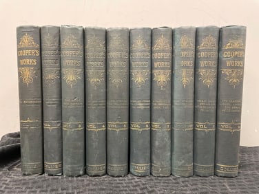 1892 10 Volume Set Works of J. Fenimore Cooper Hardcover Books