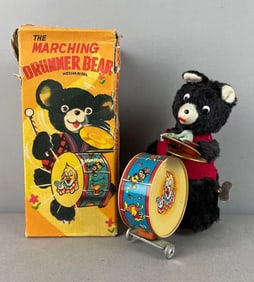Vintage Alps Wind-Up Marching Drummer Bear