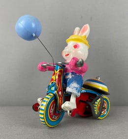 Vintage Suzuki Wind-Up Bunny on Tricycle