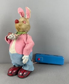 Vintage SAN Battery Operated Pipe Smoking Easter Bunny