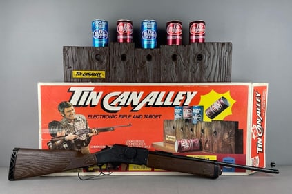 Vintage Tin Can Alley Electronic Rifle and Target