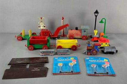Group of Toy Train Cars and More