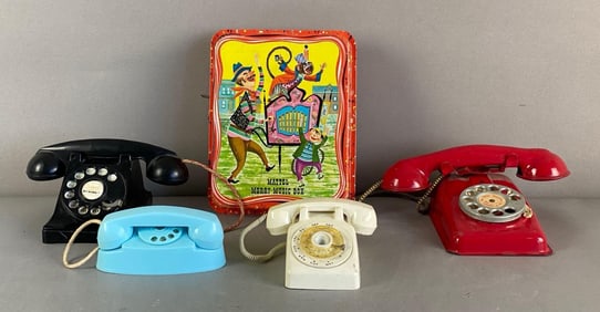 Group of 5 Plastic Childrens Telephones and More