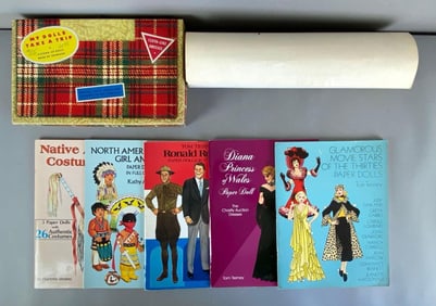 Group of Vintage Paper Fashion Doll Items