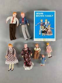 Group of Sears Brown Family Figurines with Box