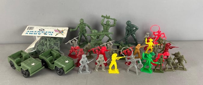 Group of Plastic Army Men and More