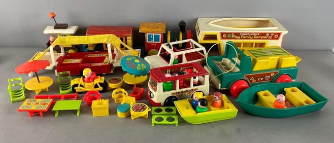 Group of Fisher Price Little People Vehicles and More