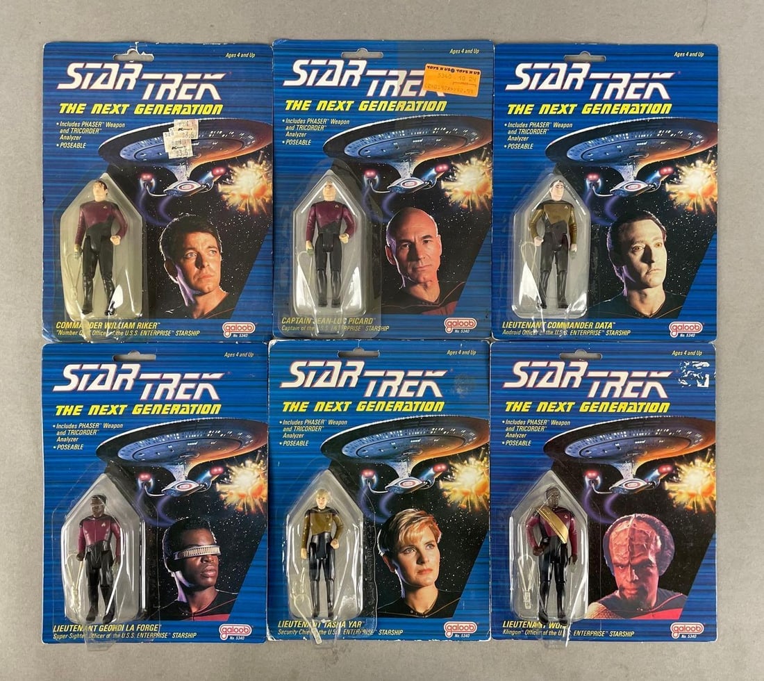 Group of Galoob Star Trek TNG Action Figures: Sealed original packaging