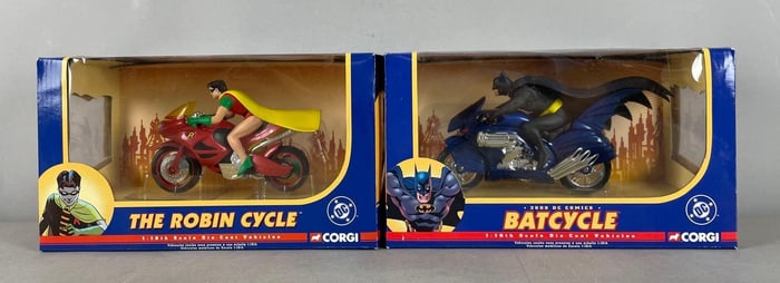 Corgi DC Batcycle and Robin Cycle Die-Cast Vehicles