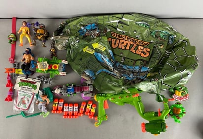 Group of TMNT Action Figures and Vehicles