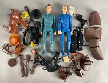 Group of 2 Vintage Marx Best of the West Action Figures and Accessories