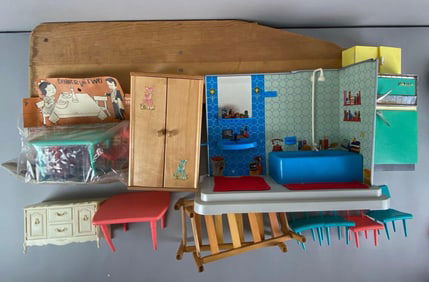 Group of Miniature Doll Furniture and More