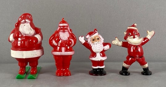 Group of 4 Vintage Santa Claus Christmas Ornament Candy Containers