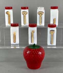 Group of Griffiths White Glass Spice Containers and More