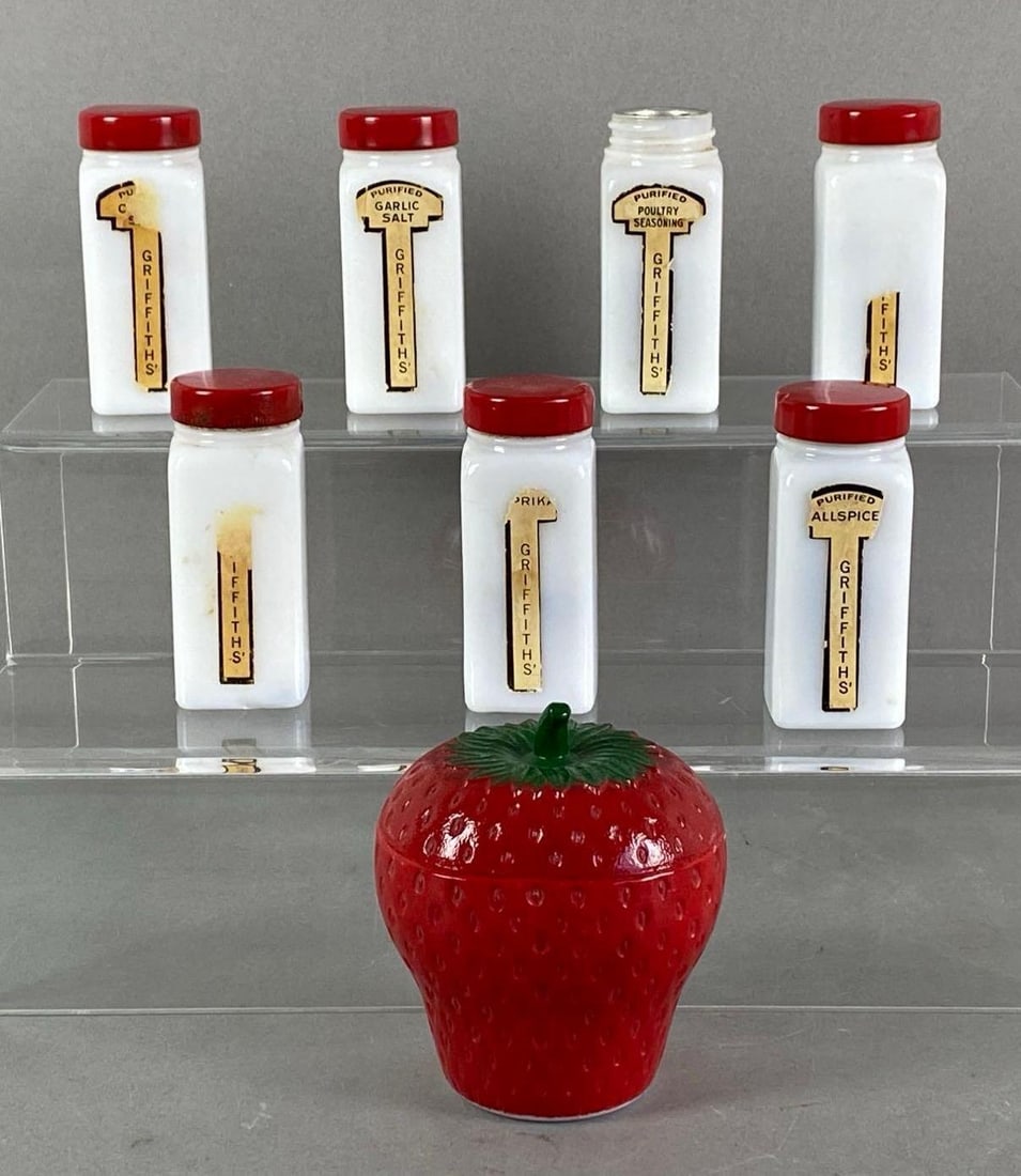 Group of Griffiths White Glass Spice Containers and More (1 of 3)