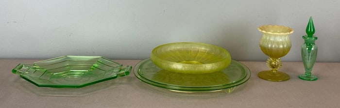 Group of Uranium and Vaseline Glass Items