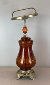 Amber Glass Ashtray Stand