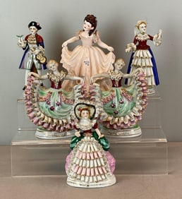 Group of 6 Hand Painted Victorian Porcelain Figurines