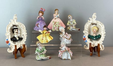 Group of Vintage Hand Painted Figural Victorian Porcelain Figurines