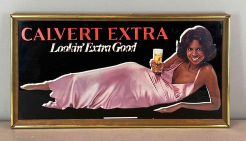 Calvert Extra Lookin Extra Good Advertising Glass Sign