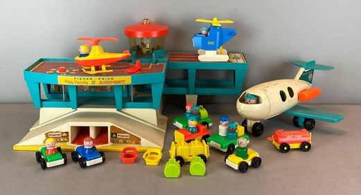 Vintage Fisher Price Play Family Airport Playset with Accessories