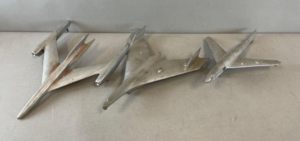 Group of 3 Chrome Jet Automobile Hood Ornaments