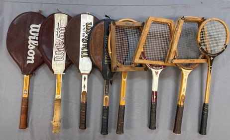 Group of Vintage Wood Tennis Rackets