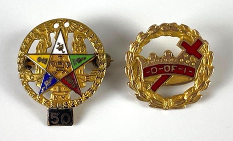 Group of 2 10K Masonic Gold Pins