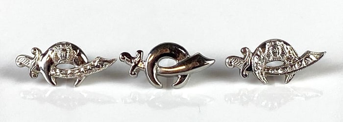 Group of 3 14K White Gold Masonic Shriner Scimitar Sword Pins