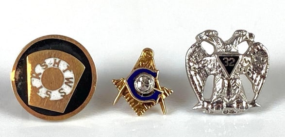 Group of 3 14K Gold Masonic Pins