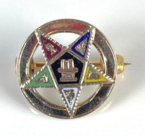 18K White Gold Masonic Order of the Eastern Star Pin