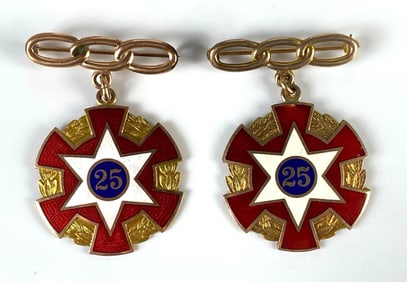 Group of 2 Order of Odd Fellows 25 Year Service Medals