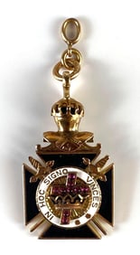 10K Gold-Filled Masonic Knights Templar Watch Fob Pendant