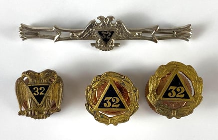 Group of 4 Masonic Scottish Rite 32nd Degree Pins