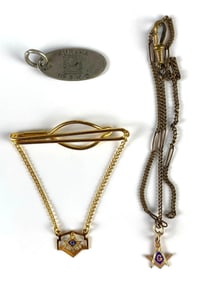 Group of 3 Masonic Freemasons and Knights Templar Items