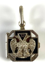 14K White Gold Masonic 32nd Degree Pendant