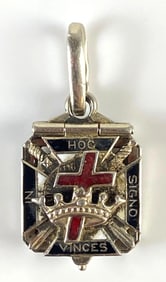 14K White Gold Masonic Layered Pendant