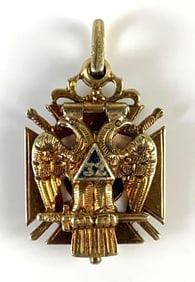 14K Gold Masonic 32nd Degree Fob Pendant