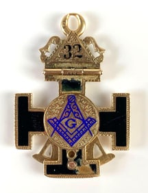14K Gold Masonic Freemason 32nd Degree Pendant