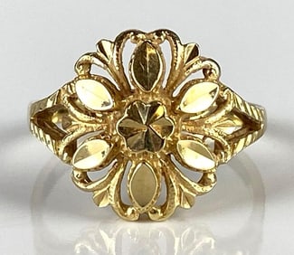 14K Beverly Hills Gold Floral Ring