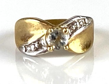 10K Gold CZ Miniature Ring Necklace Pendant