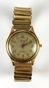 14K Gold Droz 17 Jewels Mens Wristwatch