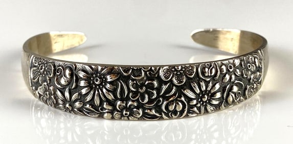 1965 Contessina by Towle Sterling Silver Repousse Cuff Bracelet