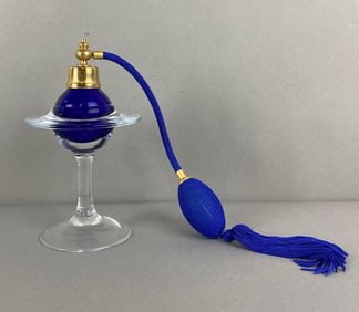 Cobalt Blue Perfume Bottle with Atomizer
